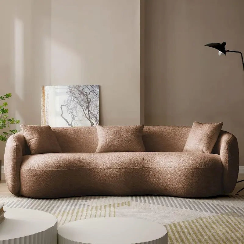 Canapé courbé avec coussins – Tissu côtelé / bouclé, peut accueillir jusqu'à 4 personnes