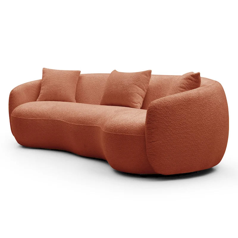 Canapé courbé avec coussins – Tissu côtelé / bouclé, peut accueillir jusqu'à 4 personnes