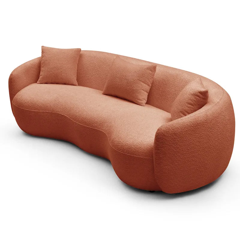 Canapé courbé avec coussins – Tissu côtelé / bouclé, peut accueillir jusqu'à 4 personnes