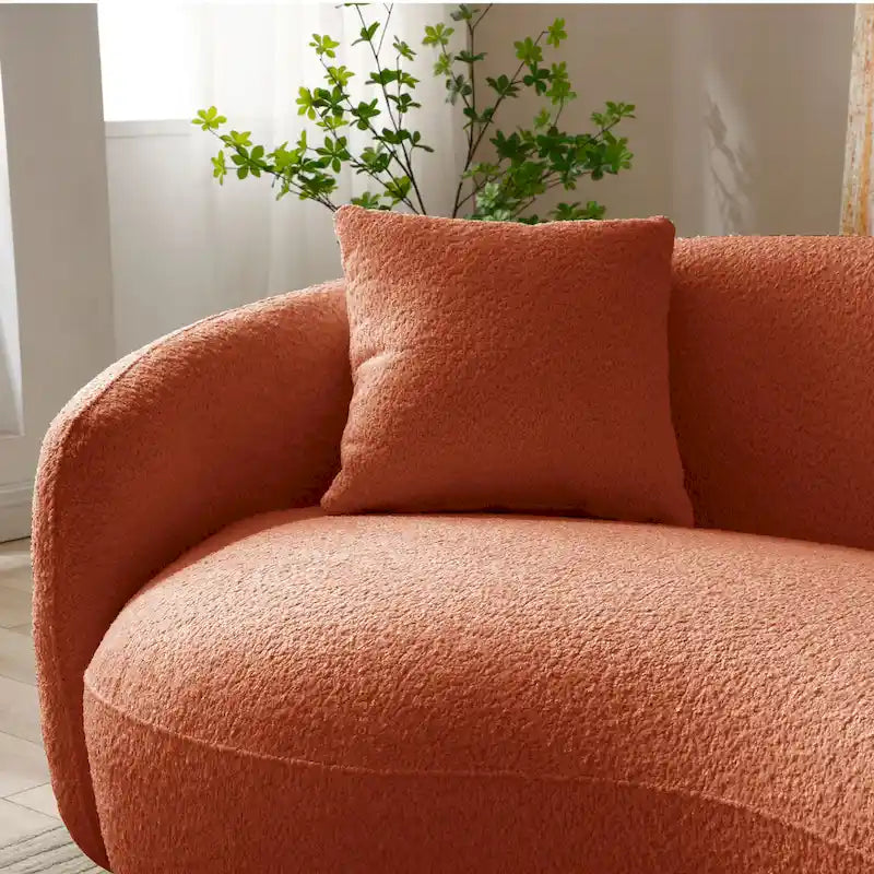 Canapé courbé avec coussins – Tissu côtelé / bouclé, peut accueillir jusqu'à 4 personnes