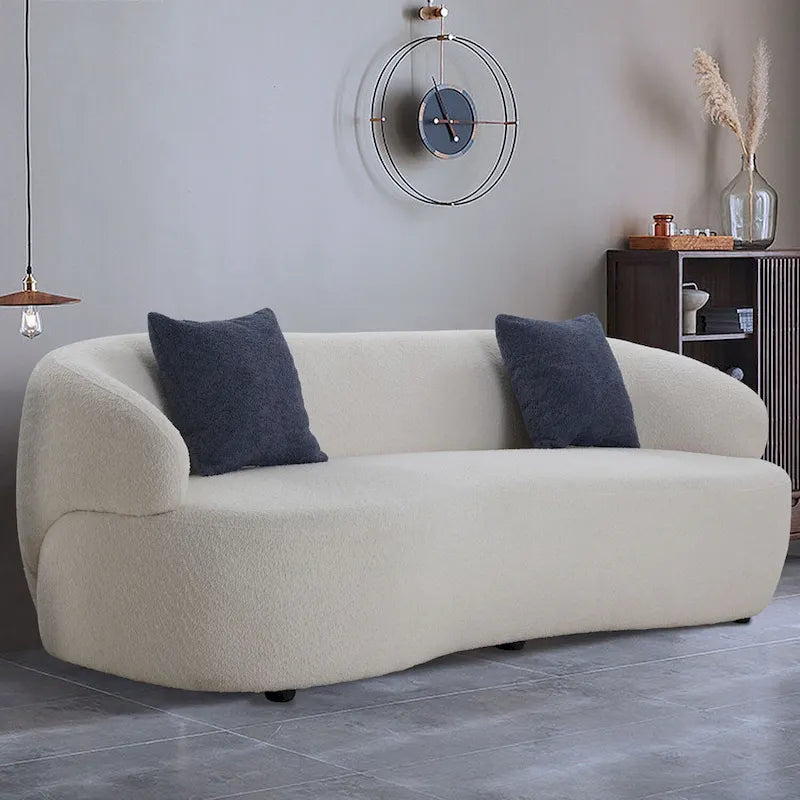 Canapé courbé avec coussins – Tissu côtelé / bouclé, peut accueillir jusqu'à 4 personnes