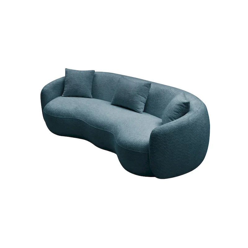 Canapé courbé avec coussins – Tissu côtelé / bouclé, peut accueillir jusqu'à 4 personnes