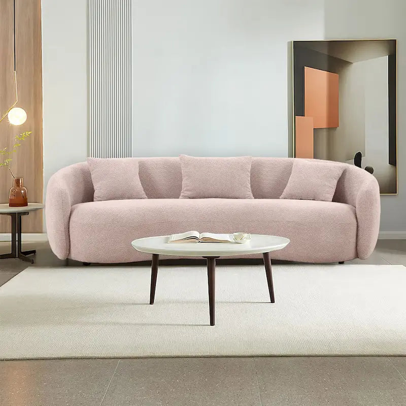 Canapé courbé avec coussins – Tissu côtelé / bouclé, peut accueillir jusqu'à 4 personnes