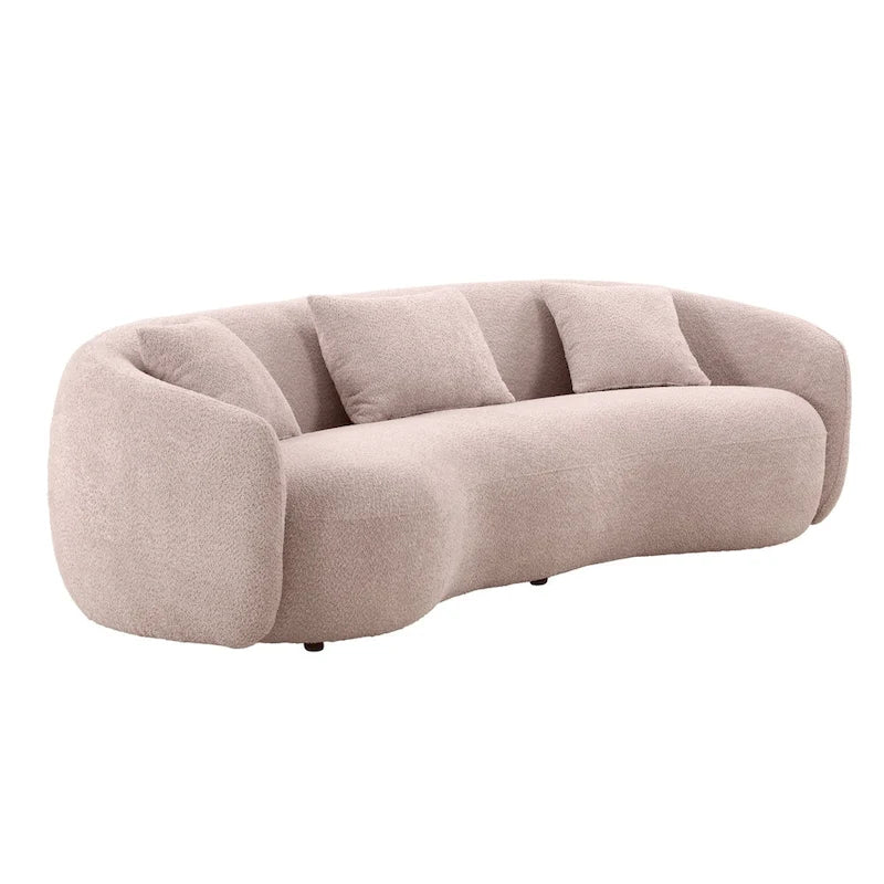 Canapé courbé avec coussins – Tissu côtelé / bouclé, peut accueillir jusqu'à 4 personnes