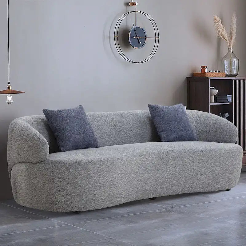 Canapé courbé avec coussins – Tissu côtelé / bouclé, peut accueillir jusqu'à 4 personnes