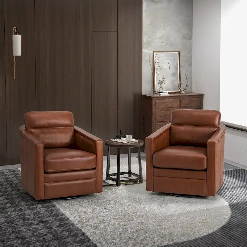 Lot de 2 fauteuils pivotants en cuir véritable de 28,74 de large