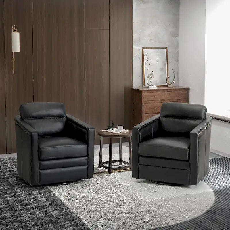 Lot de 2 fauteuils pivotants en cuir véritable de 28,74 de large