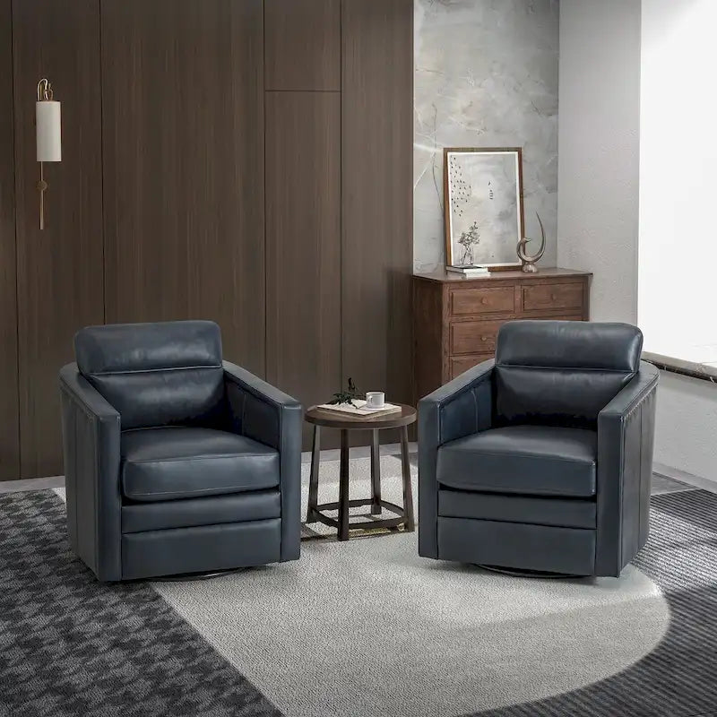 Lot de 2 fauteuils pivotants en cuir véritable de 28,74 de large