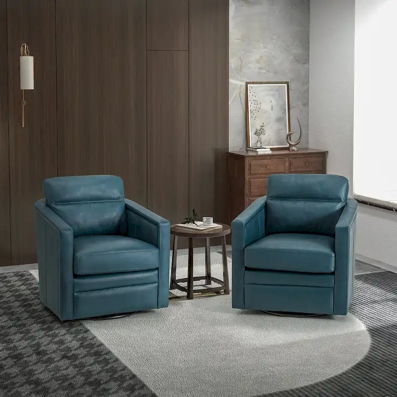 Lot de 2 fauteuils pivotants en cuir véritable de 28,74 de large