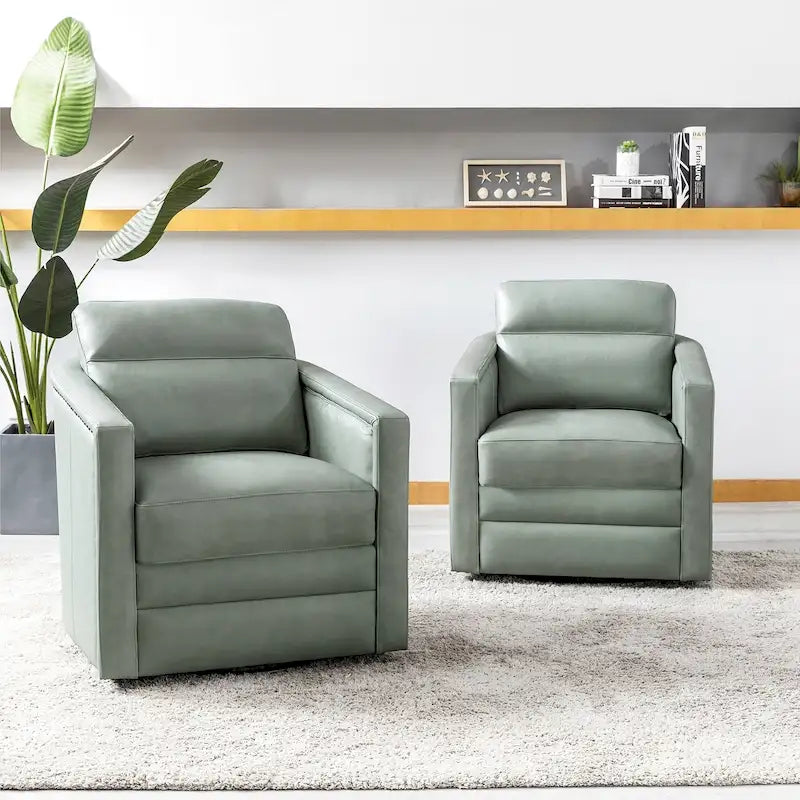 Lot de 2 fauteuils pivotants en cuir véritable de 28,74 de large
