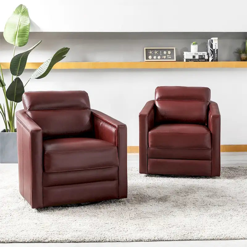 Lot de 2 fauteuils pivotants en cuir véritable de 28,74 de large