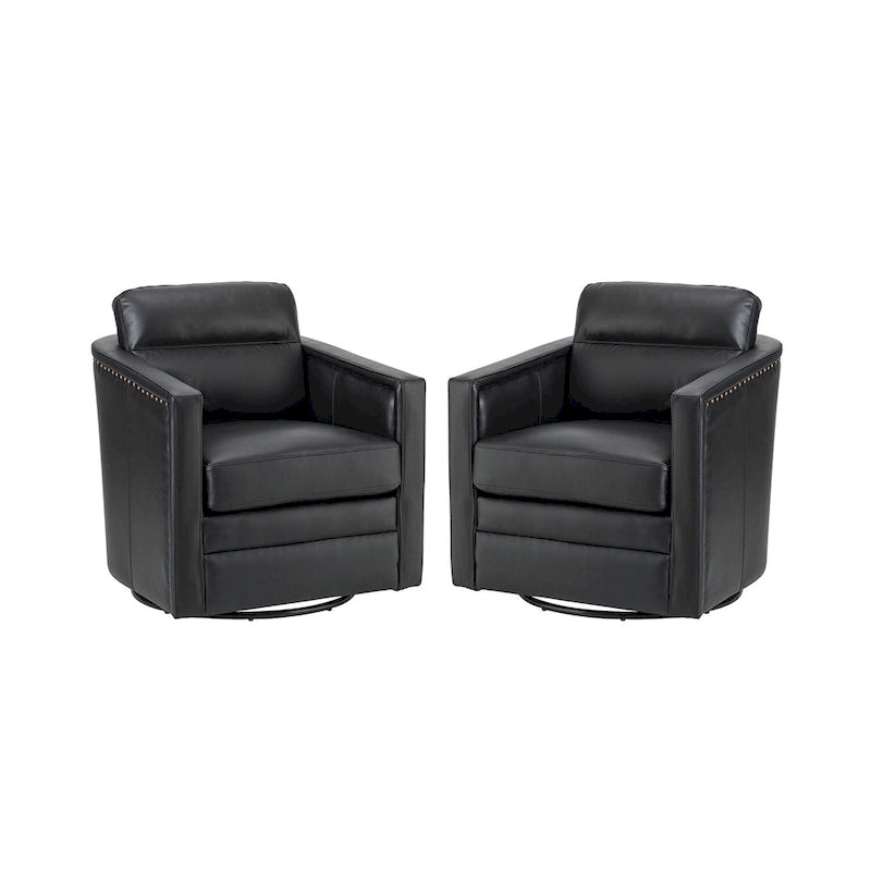 Lot de 2 fauteuils pivotants en cuir véritable de 28,74 de large