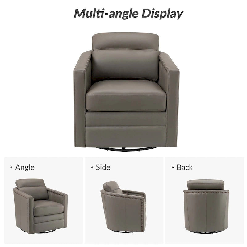 Lot de 2 fauteuils pivotants en cuir véritable de 28,74 de large