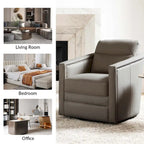 Lot de 2 fauteuils pivotants en cuir véritable de 28,74 de large
