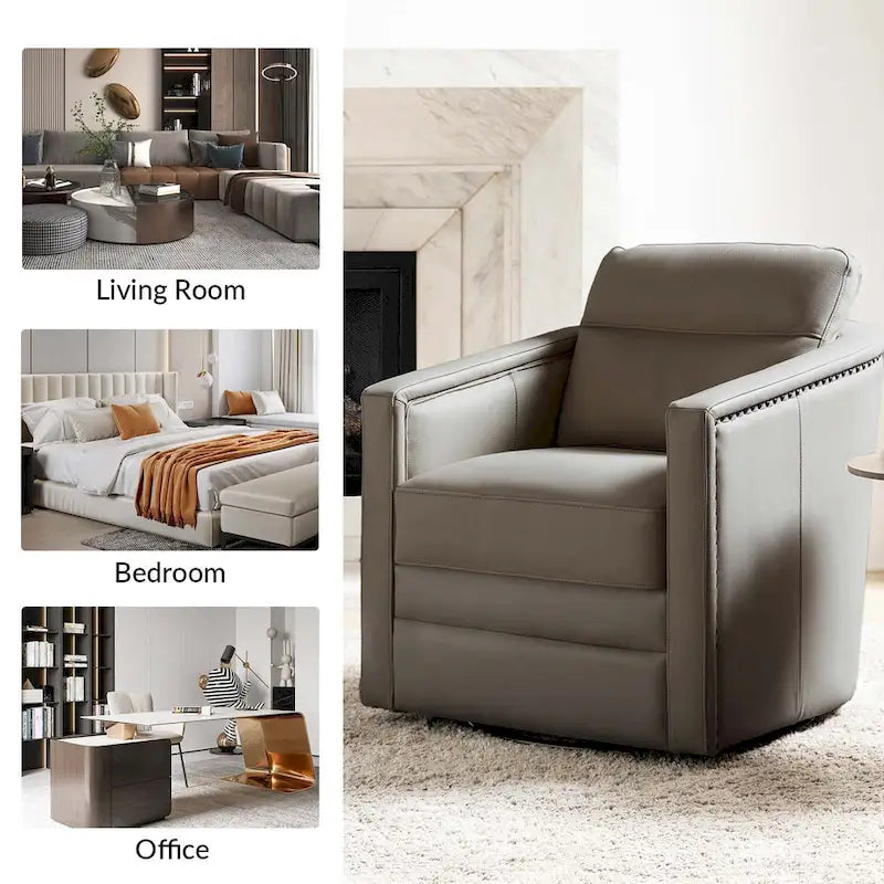 Lot de 2 fauteuils pivotants en cuir véritable de 28,74 de large