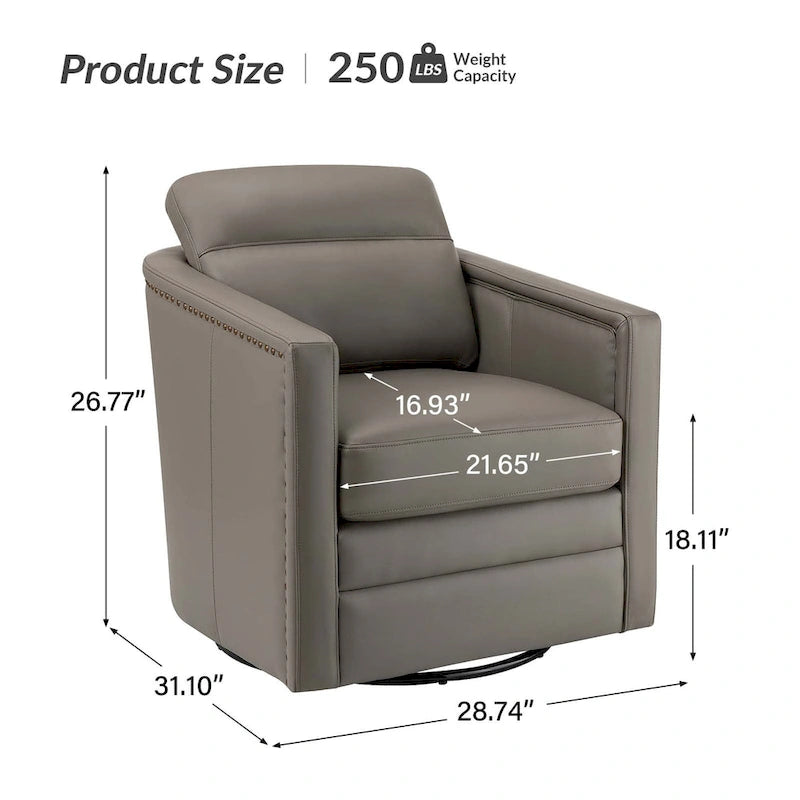 Lot de 2 fauteuils pivotants en cuir véritable de 28,74 de large