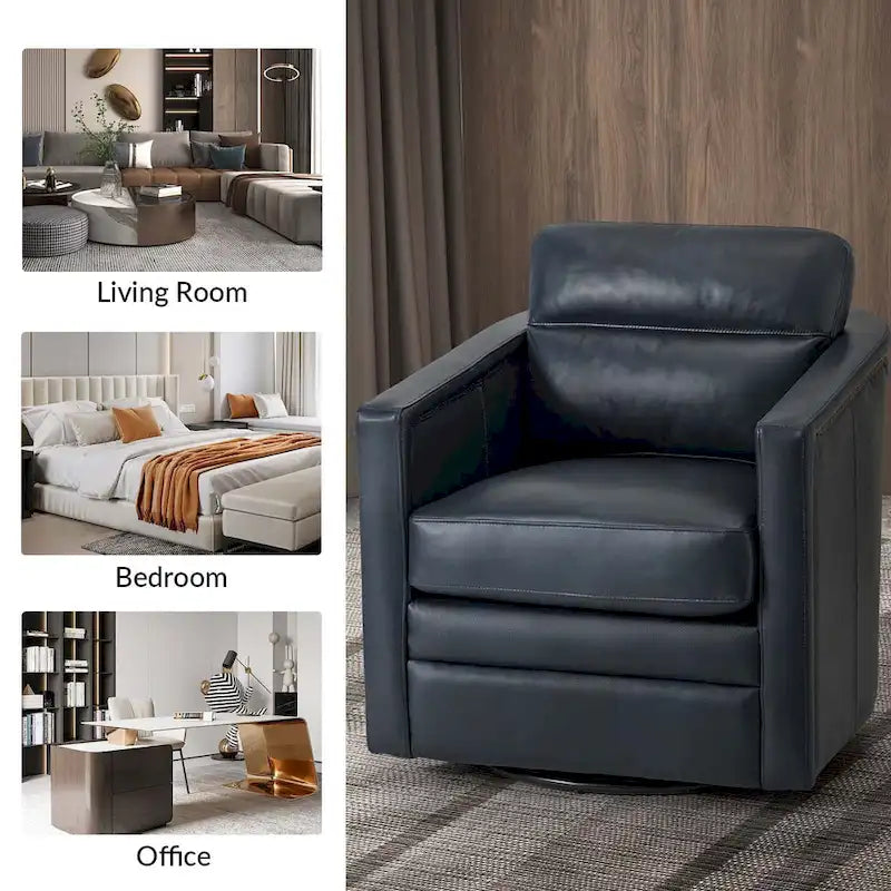 Lot de 2 fauteuils pivotants en cuir véritable de 28,74 de large