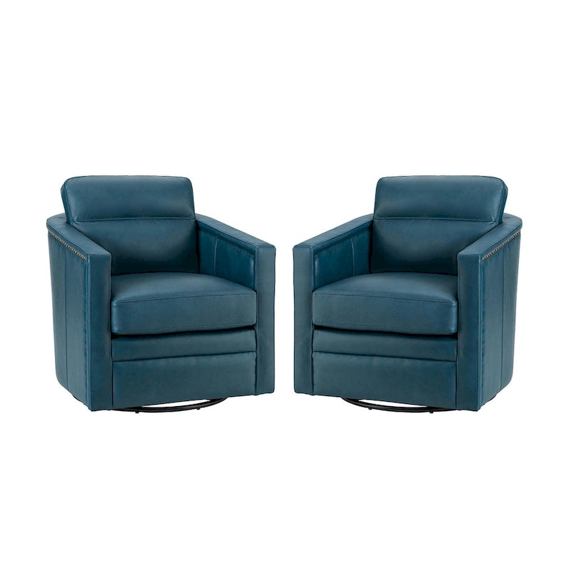 Lot de 2 fauteuils pivotants en cuir véritable de 28,74 de large