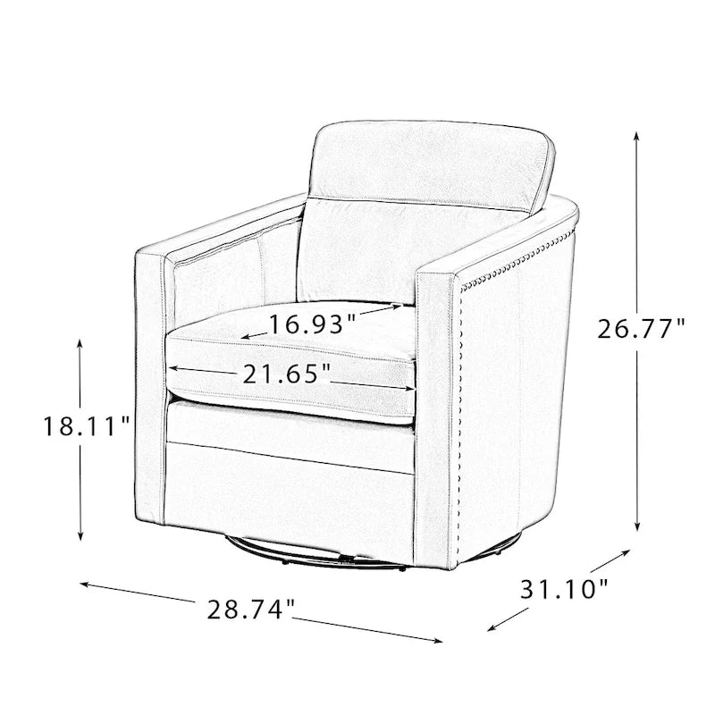 Lot de 2 fauteuils pivotants en cuir véritable de 28,74 de large