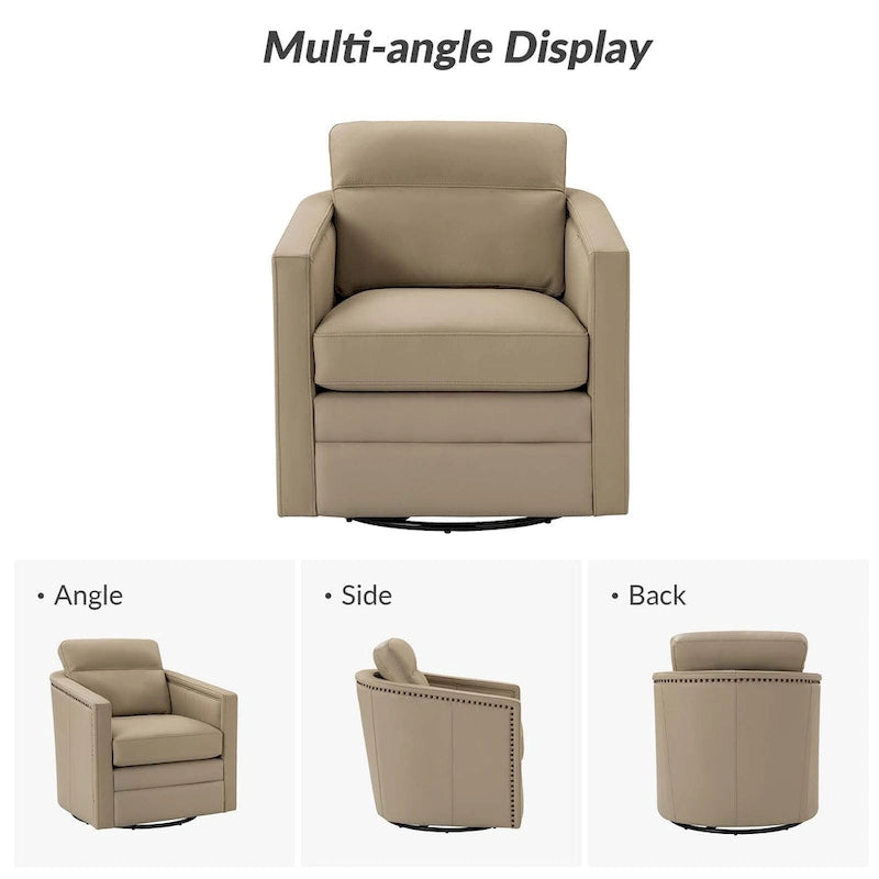 Lot de 2 fauteuils pivotants en cuir véritable de 28,74 de large