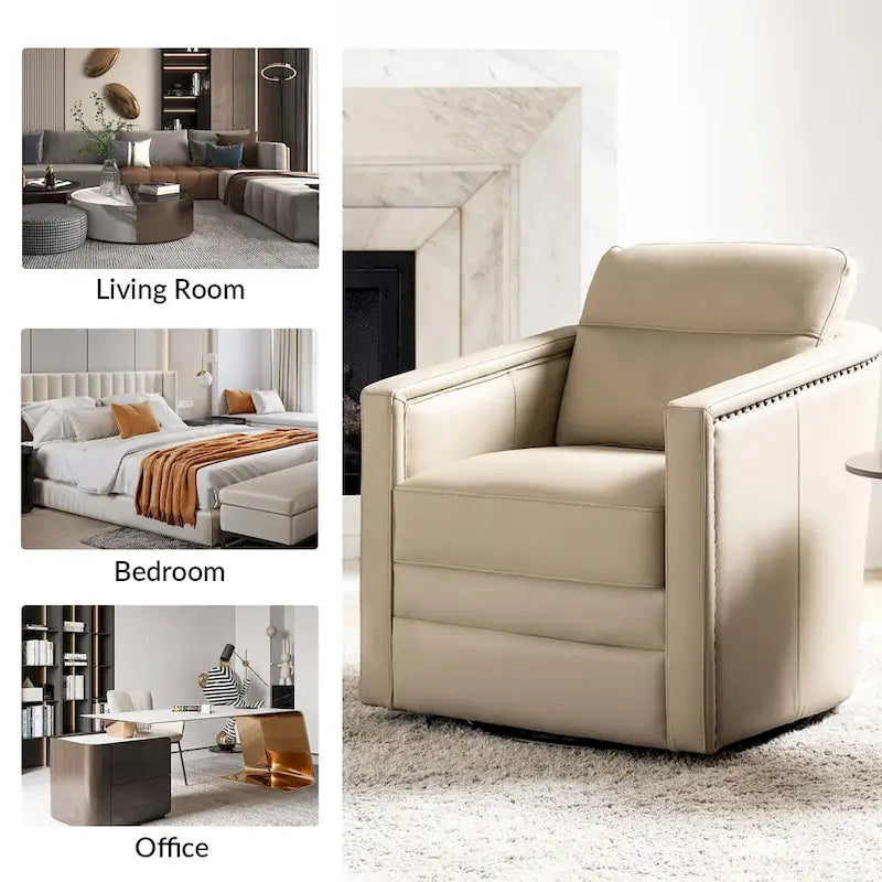 Lot de 2 fauteuils pivotants en cuir véritable de 28,74 de large