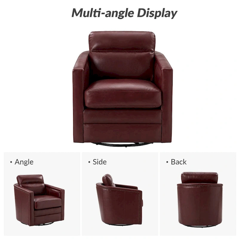 Lot de 2 fauteuils pivotants en cuir véritable de 28,74 de large