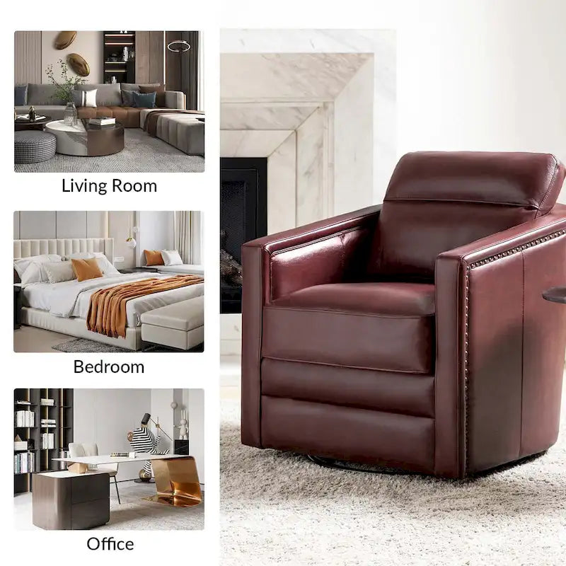 Lot de 2 fauteuils pivotants en cuir véritable de 28,74 de large