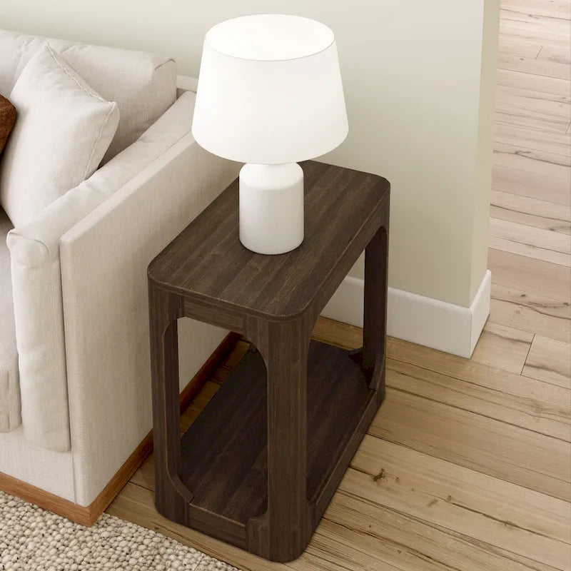 Table d'appoint rectangulaire noire/noyer, 1 personne