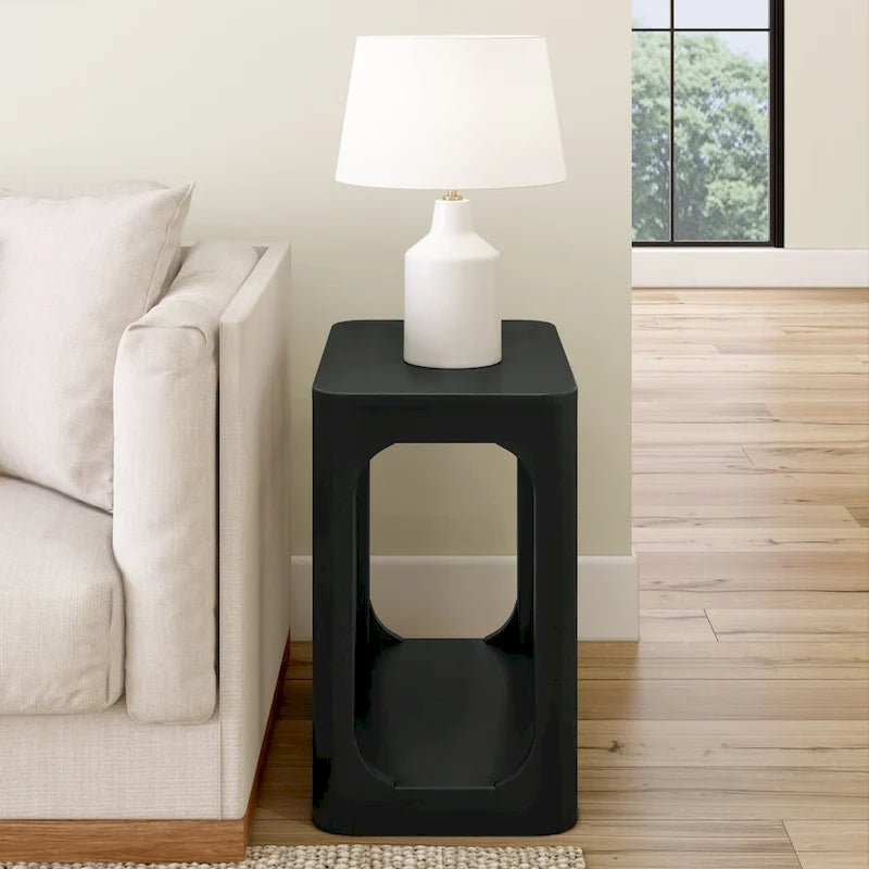 Table d'appoint rectangulaire noire/noyer, 1 personne