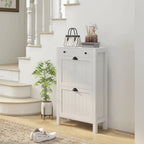 HOMCOM Shoe Cabinet, Freestanding Shoe Storage Cabinet Organizer with 2 Flip Drawers, Adjustable Shelves