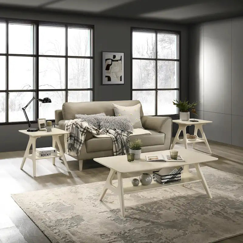 Roundhill Furniture Arona, ensemble de 3 tables basses en bois, style moderne du milieu du siècle