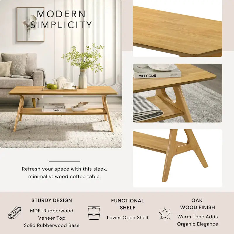 Roundhill Furniture Arona, ensemble de 3 tables basses en bois, style moderne du milieu du siècle