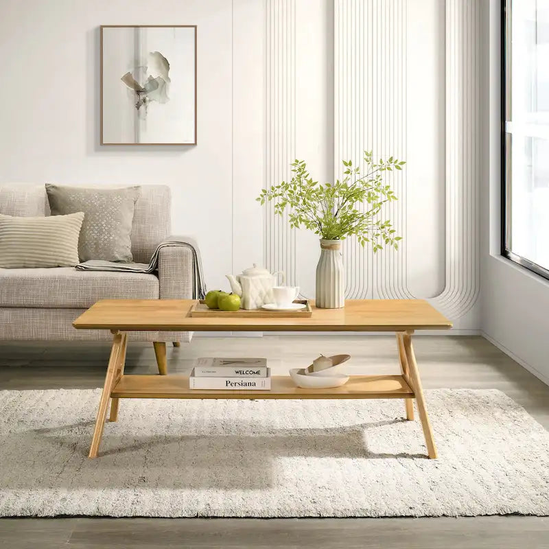 Roundhill Furniture Arona, ensemble de 3 tables basses en bois, style moderne du milieu du siècle