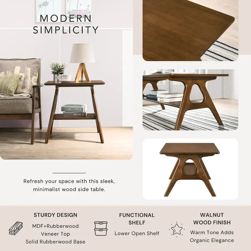 Roundhill Furniture Arona, ensemble de 3 tables basses en bois, style moderne du milieu du siècle