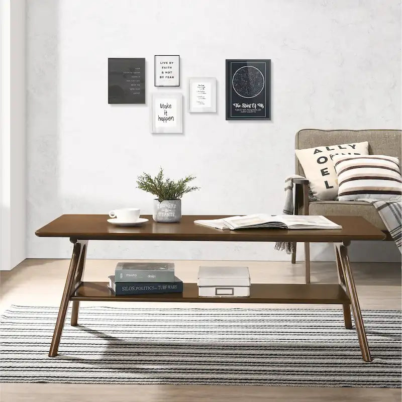 Roundhill Furniture Arona, ensemble de 3 tables basses en bois, style moderne du milieu du siècle
