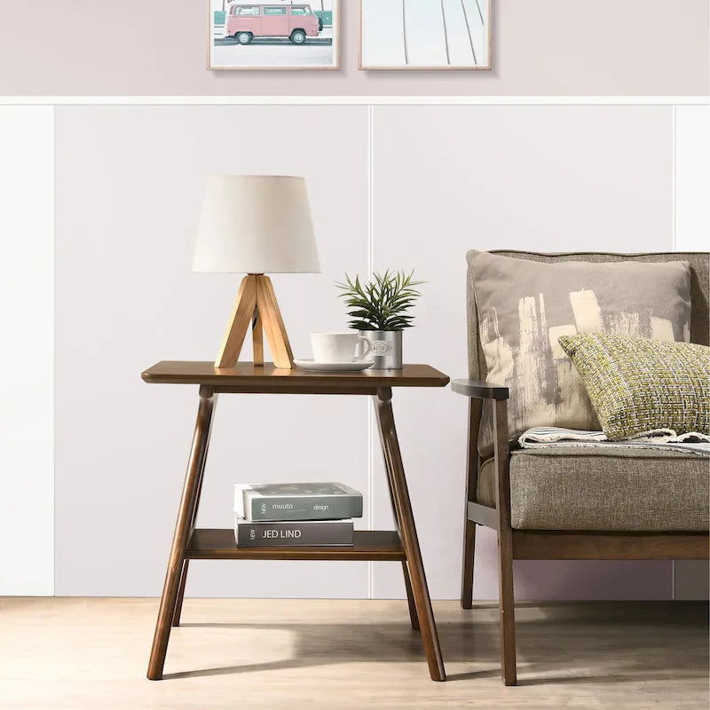 Roundhill Furniture Arona, ensemble de 3 tables basses en bois, style moderne du milieu du siècle