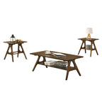 Roundhill Furniture Arona, ensemble de 3 tables basses en bois, style moderne du milieu du siècle