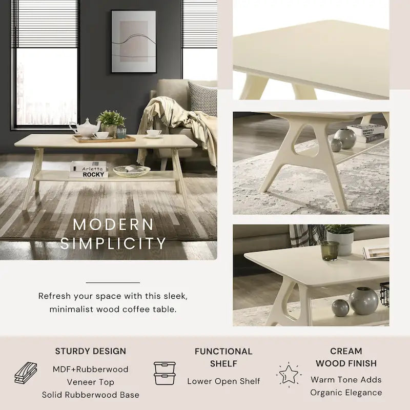 Roundhill Furniture Arona, ensemble de 3 tables basses en bois, style moderne du milieu du siècle