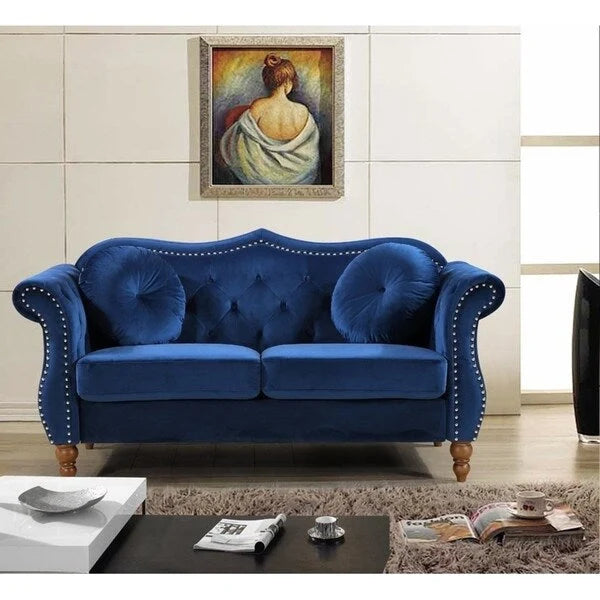 Gracewood Hollow Ensemble de salon 2 pièces Chesterfield rembourré avec clous de tapissier