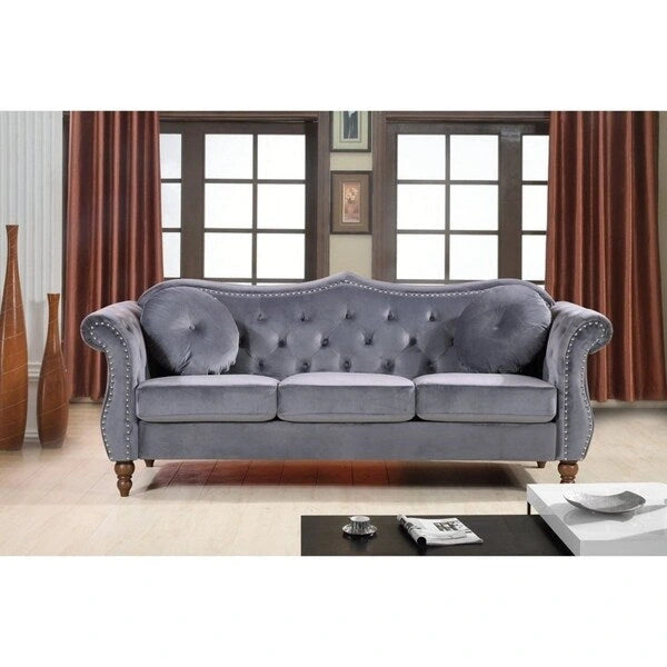 Gracewood Hollow Ensemble de salon 2 pièces Chesterfield rembourré avec clous de tapissier