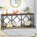 Table console de canapé de 70,9 pouces avec étagère de rangement ouverte, Table étroite industrielle extra longue, Table d'entrée derrière le canapé