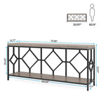 Table console de canapé de 70,9 pouces avec étagère de rangement ouverte, Table étroite industrielle extra longue, Table d'entrée derrière le canapé