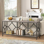 Table console de canapé de 70,9 pouces avec étagère de rangement ouverte, Table étroite industrielle extra longue, Table d'entrée derrière le canapé