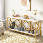 Table console de canapé de 70,9 pouces avec étagère de rangement ouverte, Table étroite industrielle extra longue, Table d'entrée derrière le canapé