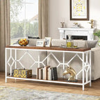 Table console de canapé de 70,9 pouces avec étagère de rangement ouverte, Table étroite industrielle extra longue, Table d'entrée derrière le canapé