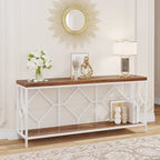 Table console de canapé de 70,9 pouces avec étagère de rangement ouverte, Table étroite industrielle extra longue, Table d'entrée derrière le canapé