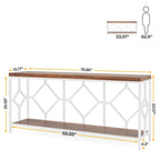 Table console de canapé de 70,9 pouces avec étagère de rangement ouverte, Table étroite industrielle extra longue, Table d'entrée derrière le canapé