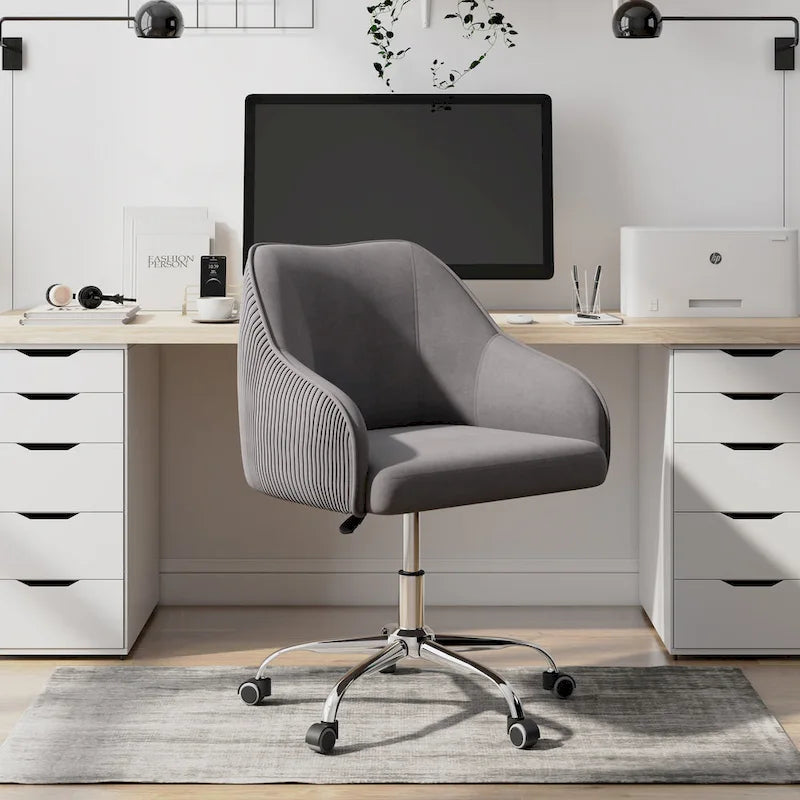 Chaise de bureau ergonomique réglable en velours