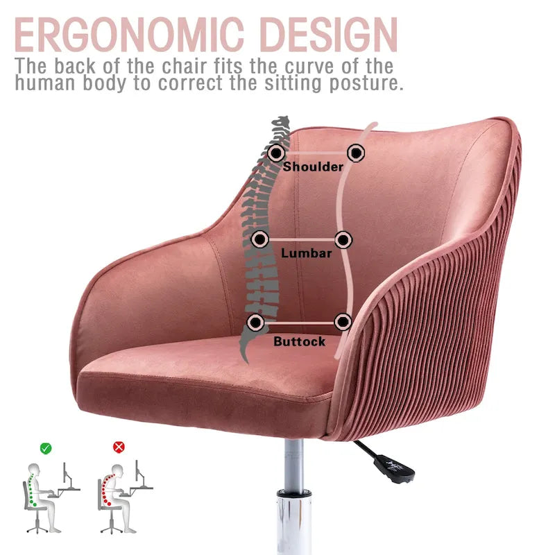 Chaise de bureau ergonomique réglable en velours
