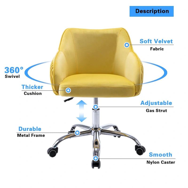 Chaise de bureau ergonomique réglable en velours